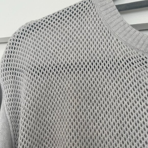 lululemon mesh crochet knit back soft sweater in grey - Picture 5 of 8